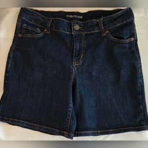 Maurices Denim Shorts Sz 10 6 1/2" Inseam Dark Wash Mid Rise Euc